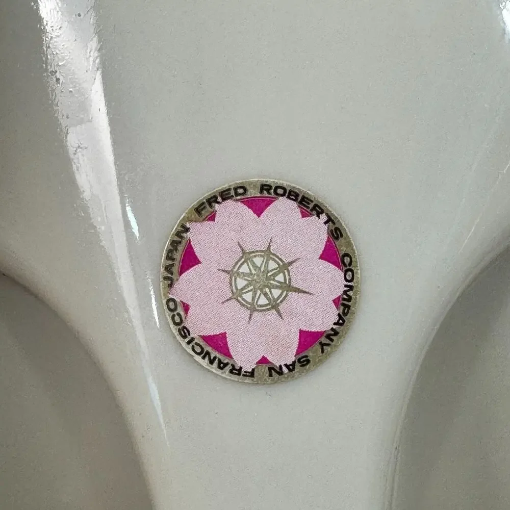 Vintage Small Picture Frame White With Pink Flowers Japan Fred Roberts Pocket